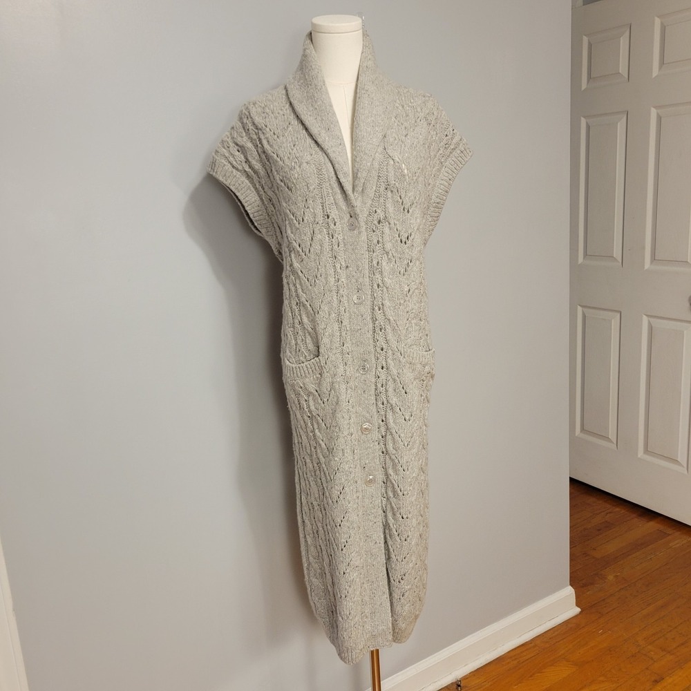Ralph Lauren Purple Label Cable Knit Cashmere Sweater Vest Womens L Duster $1990